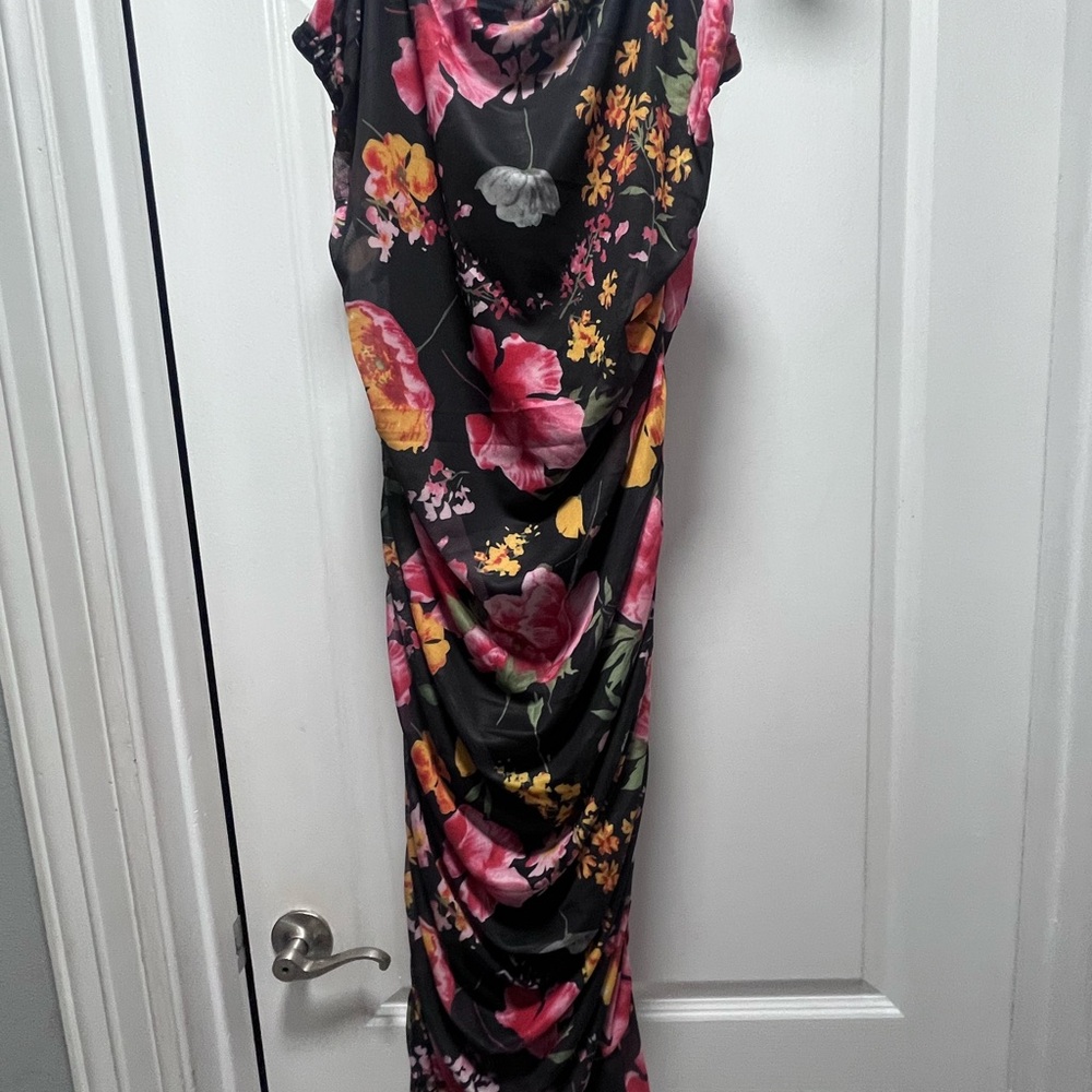 Allegra K Black Floral Maxi Dress